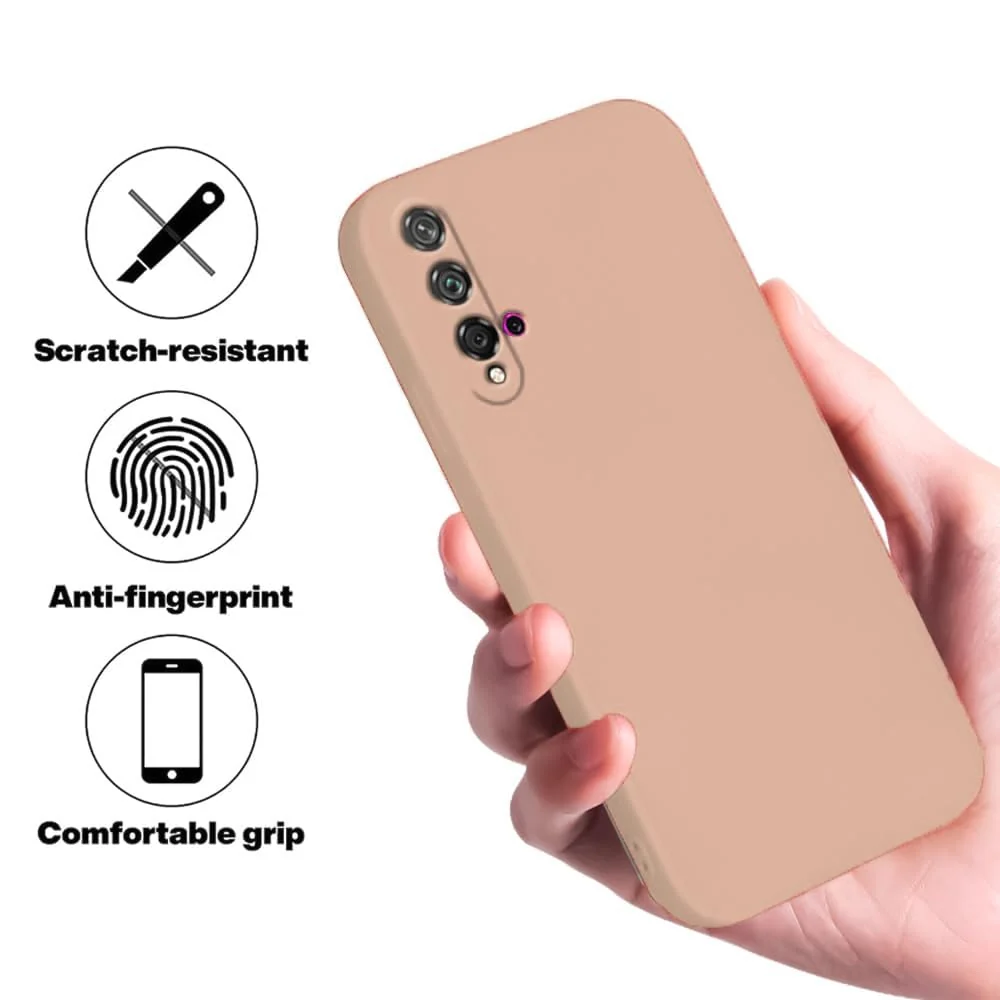DL3 Mobilak Liquid Silicone Case for Huawei nova 5T, Shock-absorbing protection, Scratch-resistant surface, Soft microfiber lining - Light Orange