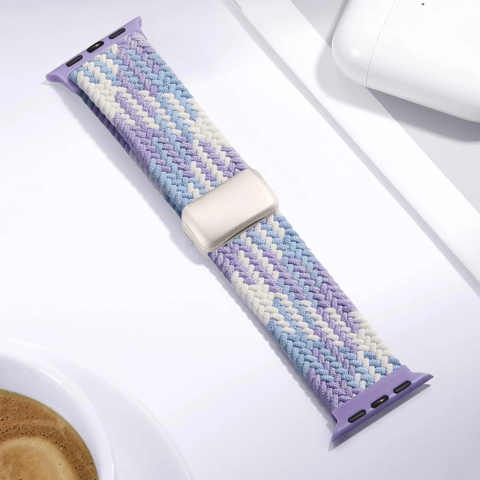 DL3 Mobilak Sport Solo Loop Compatible with Apple Watch Band 42mm 44mm 45mm 46mm 49mm for Women Men, Magnetic Strap Stretchy Braided Wristband for iWatch Series 11 10 9 8 7 6 5 4 3 Ultra 3 2 1 SE SE2 - Violet