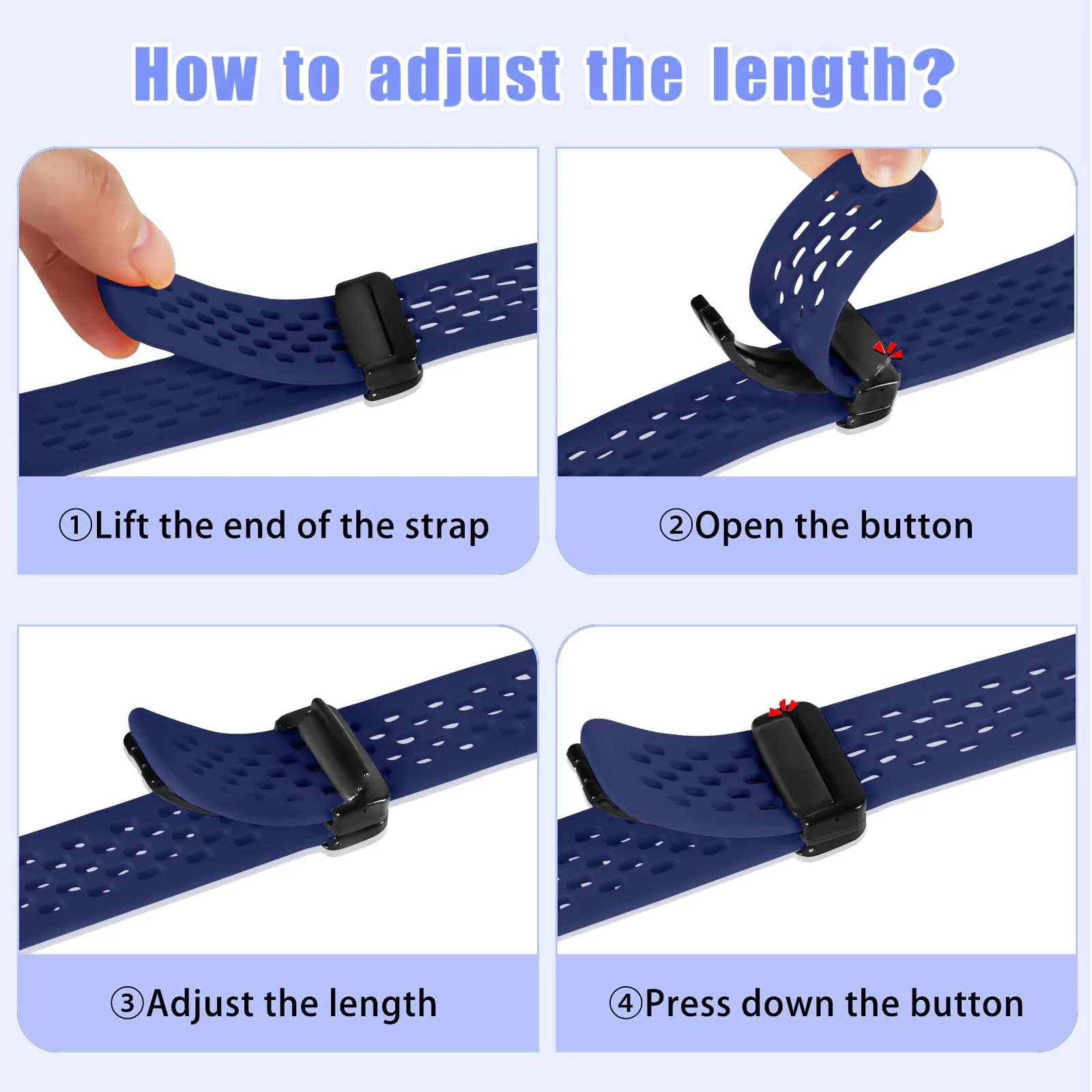 DL3 Mobilak 18mm Silicone Strap For Huawei Watch GT 6 41mm/GT 5 Pro 42 mm/GT 5 41mm/GT4 41 mm/Watch 5 42mm Magnetic Metal Buckle Sport Silicone Breathable Strap, Band Soft Replacment Wristband - Midnight Blue