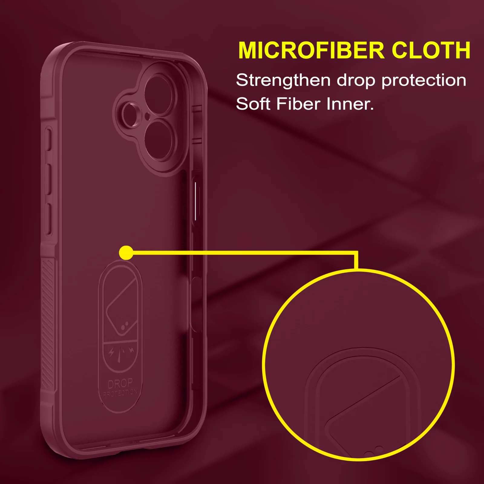 DL3 Mobilak Soft Silicone Protective Case for iPhone 16 with Camera Protection and Shockproof Design - Wine Red