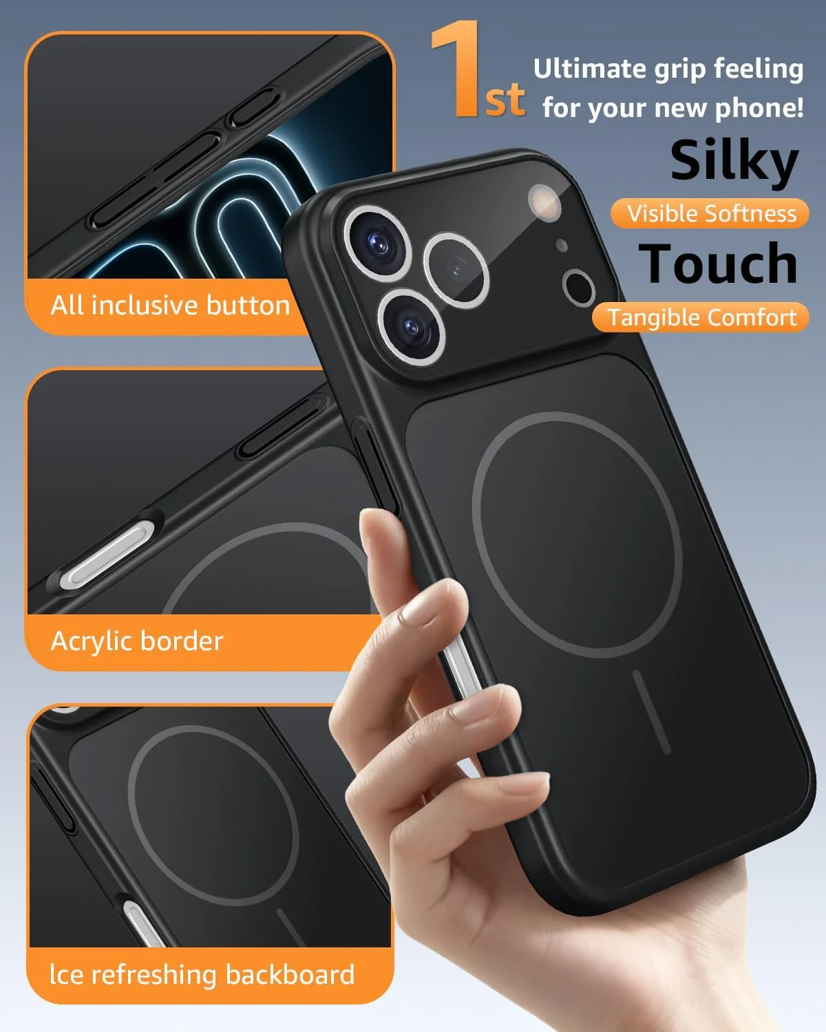 DL3 Mobilak Case for iPhone 17 Pro Max, Compatible With MagSafe Protective Cover, Hard PC Back with Glass Camera Panel, Built-in Camera Guard, Slim Shockproof Case - Black