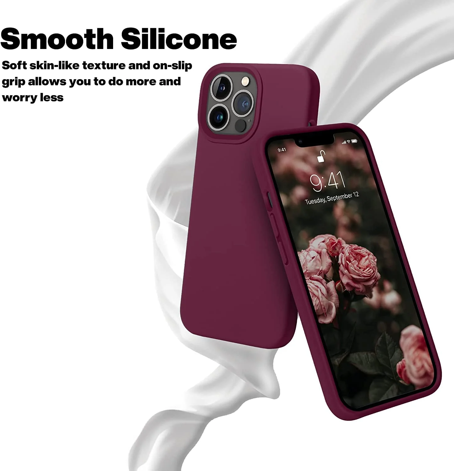 DL3 Mobilak Liquid Silicone Protective Case for iPhone 11 Pro (5.8 Inch) with Camera Protection and Microfiber Lining - Wine Red