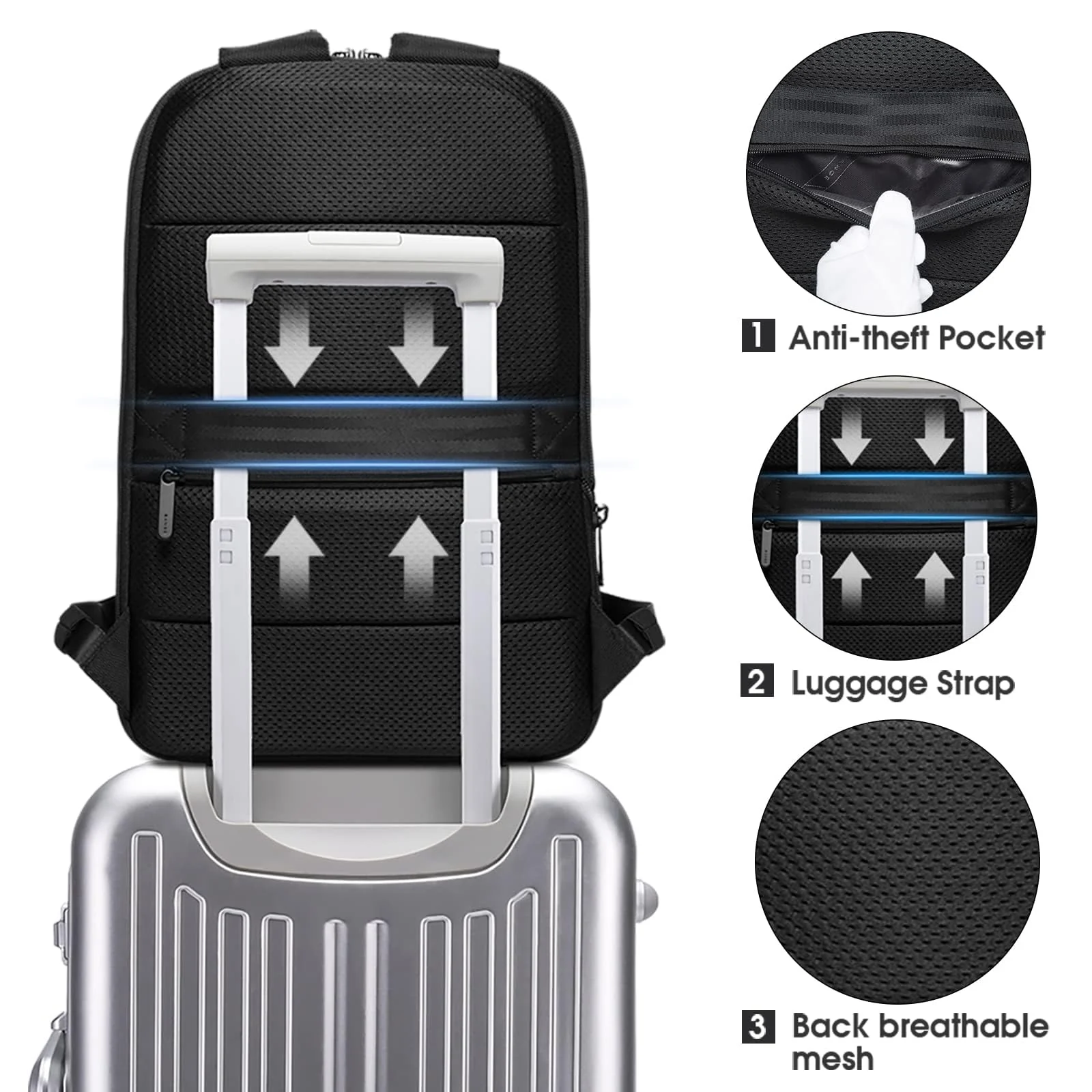 Mobigon Slim Laptop Backpack Fits For 15.6 Inch, Business Commuter backpack For Men Women, Waterproof Business Backpack Ideal for Working, Commuting, Daily, MacBooks, Surface - Black