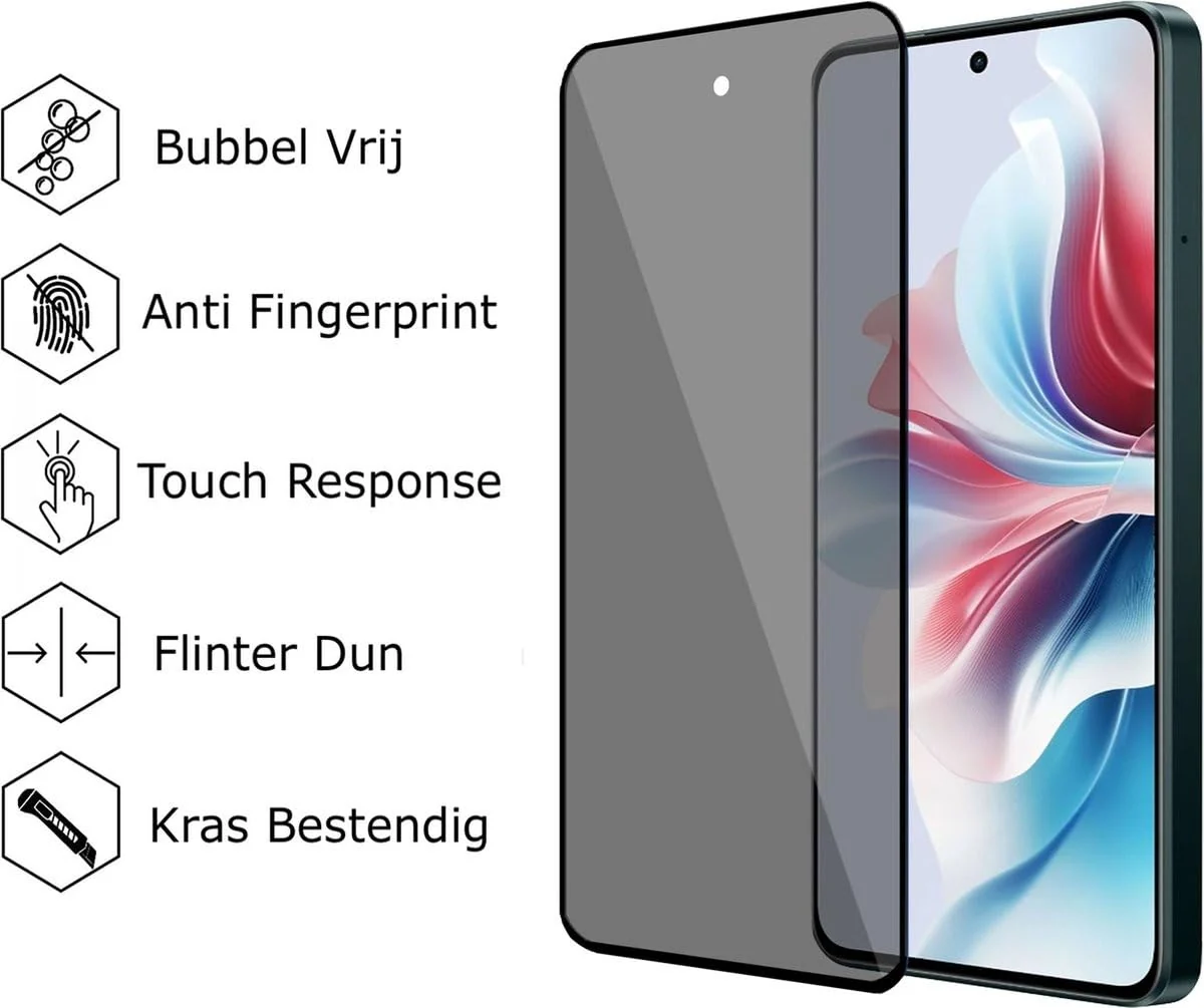 DL3 Mobilak Privacy Full Glass Screen Protector For OPPO Reno 11F - Black