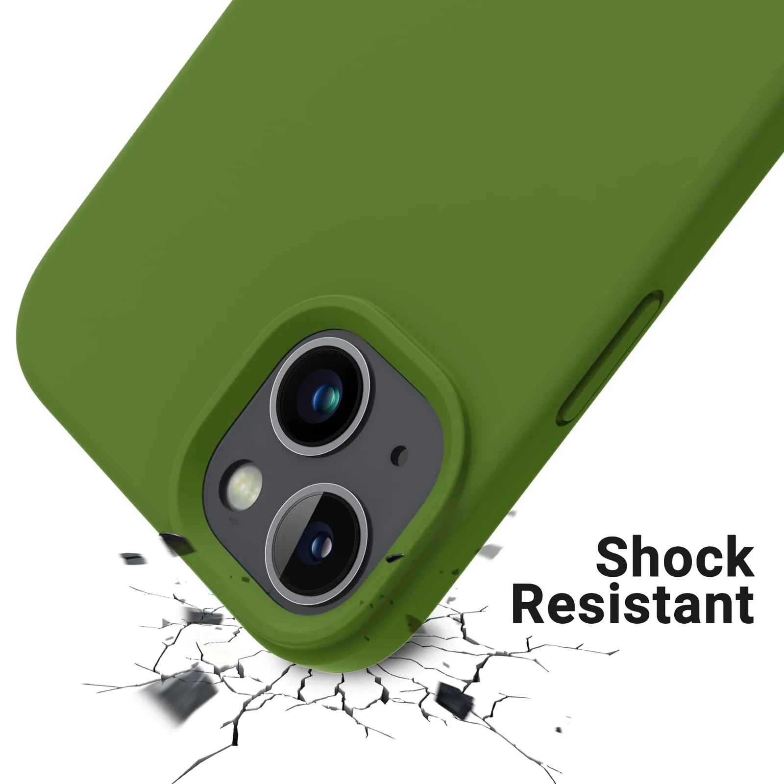 DL3 Mobilak Liquid Silicone Protective Case with Soft Microfiber Lining for iPhone 13 / iPhone 14 - Green