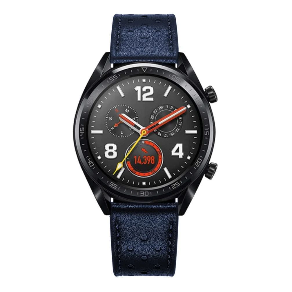 DL3 Mobilak Strap Leather 22MM Band For Samsung Galaxy Watch 3 45mm/Watch 46mm/Gear S3/Huawei watch GT5 GT4 GT3 46MM/Watch 4/3/GT2E/GT2 Pro/GT 3 Pro/GT5 Pro/GT GT2 46MM/Amazfit GTR 4/3/3 Pro/2/2e - A.Blue