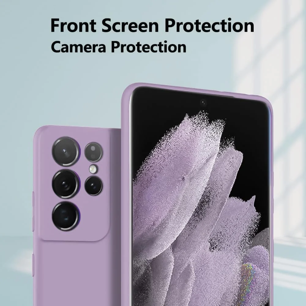 DL3 Mobilak Silicone Protective Case for Samsung Galaxy S21 Ultra 5G, Shock-absorbing protection, Scratch-resistant surface, Soft microfiber lining - Laveder