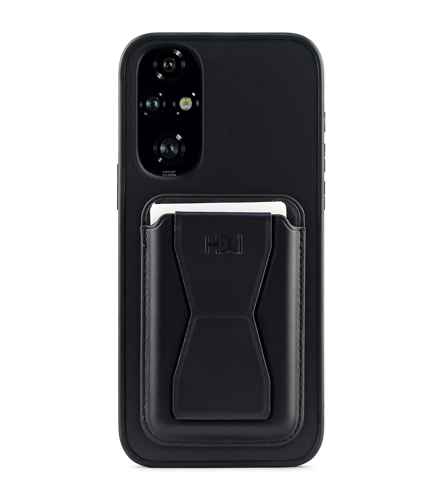 DL3 Mobilak Leather Wallet Case Compatible with Honor 200 Pro 5G, Leather Back Cover With TPU Frame, Shockproof Protective Phone Case with Card Holder Stand - Black