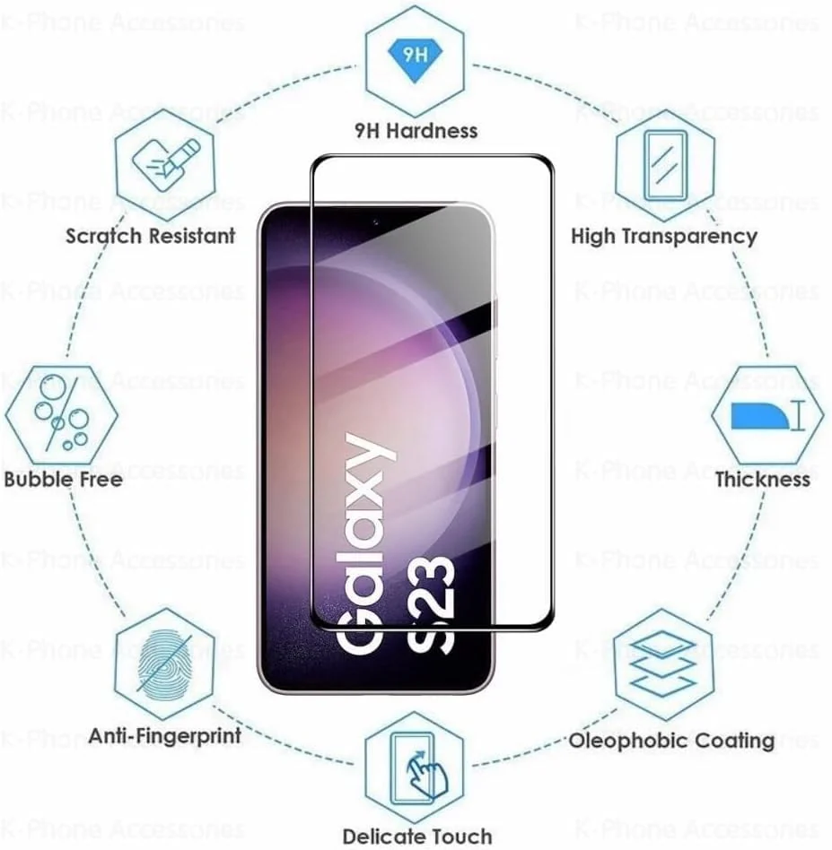DL3 Mobilak Screen Protector for Samsung Galaxy S23, Tempered Glass Screen Saver Premium HD Protective, Scratch Resistant, NO-Bubble, 9H Hardness, Full Coverage Film - Clear