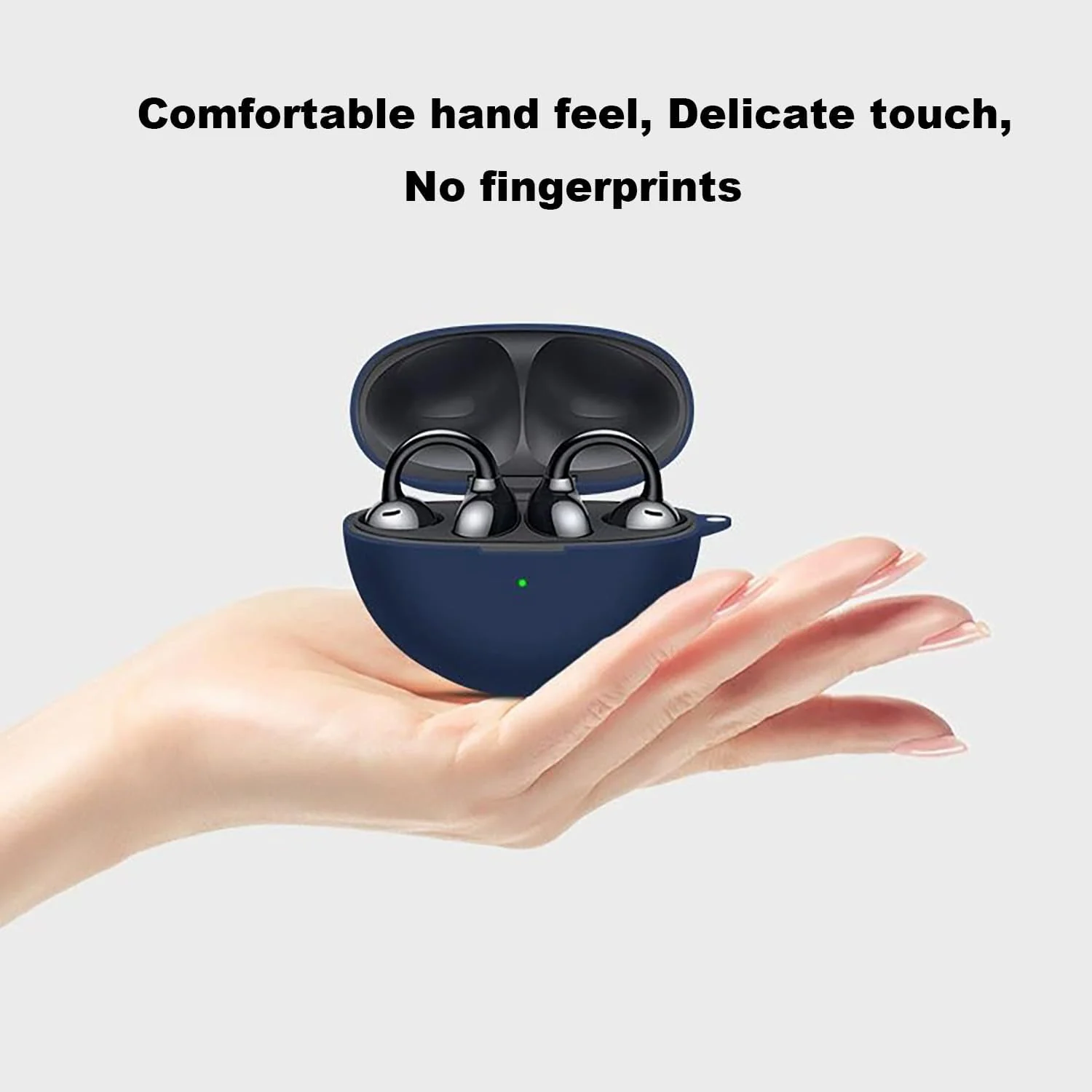 DL3 Mobilak Compatible with Huawei FreeClip Case Cover, Soft Silicone Shockproof Protective Skin Case for Huawei Free Clip Wireless Earbuds with Carabiner, Front LED Visible - Blue