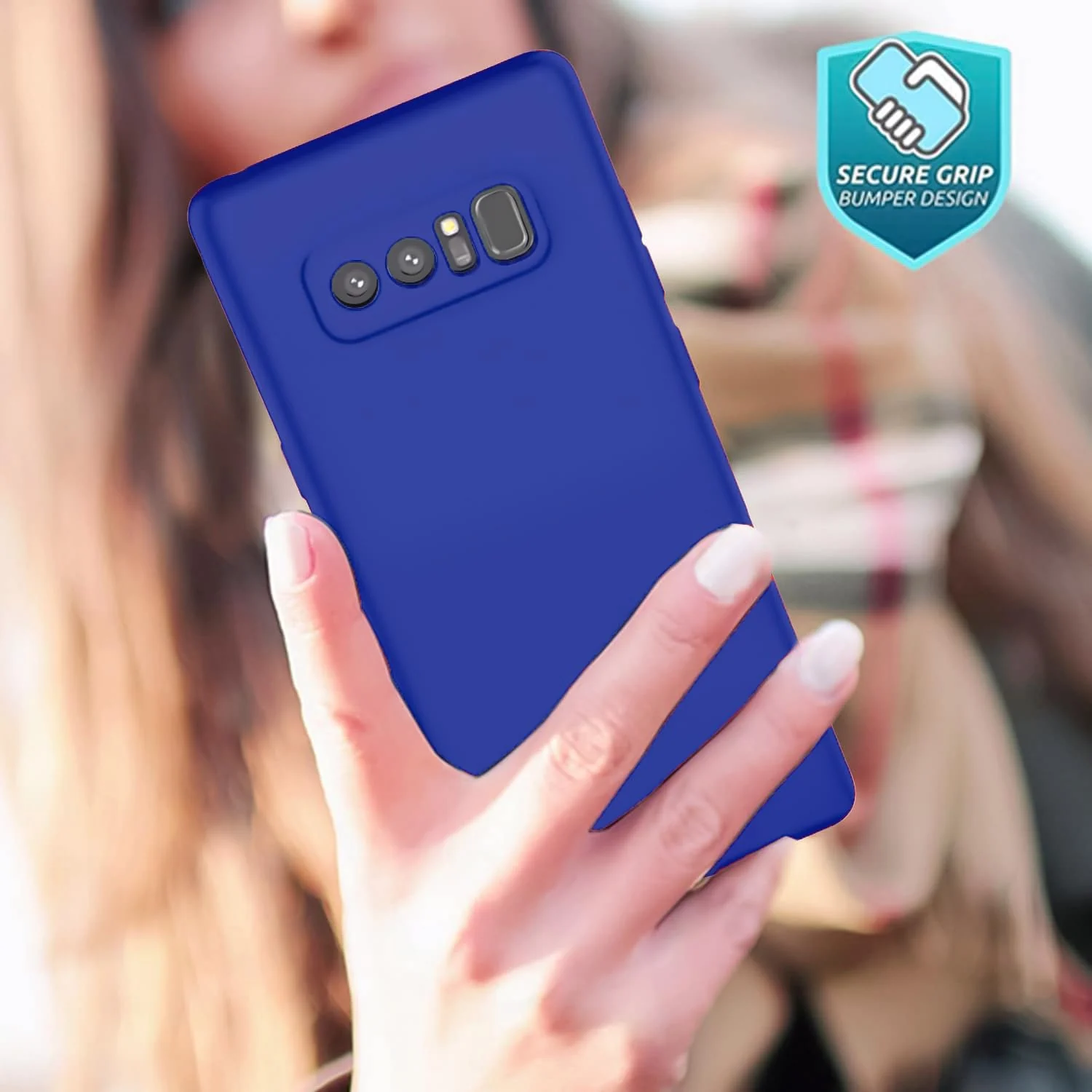 DL3 Mobilak Liquid Silicone Protective Case with Soft Microfiber Lining with Full Camera Protection for Samsung Galaxy Note 8 - Pepsi