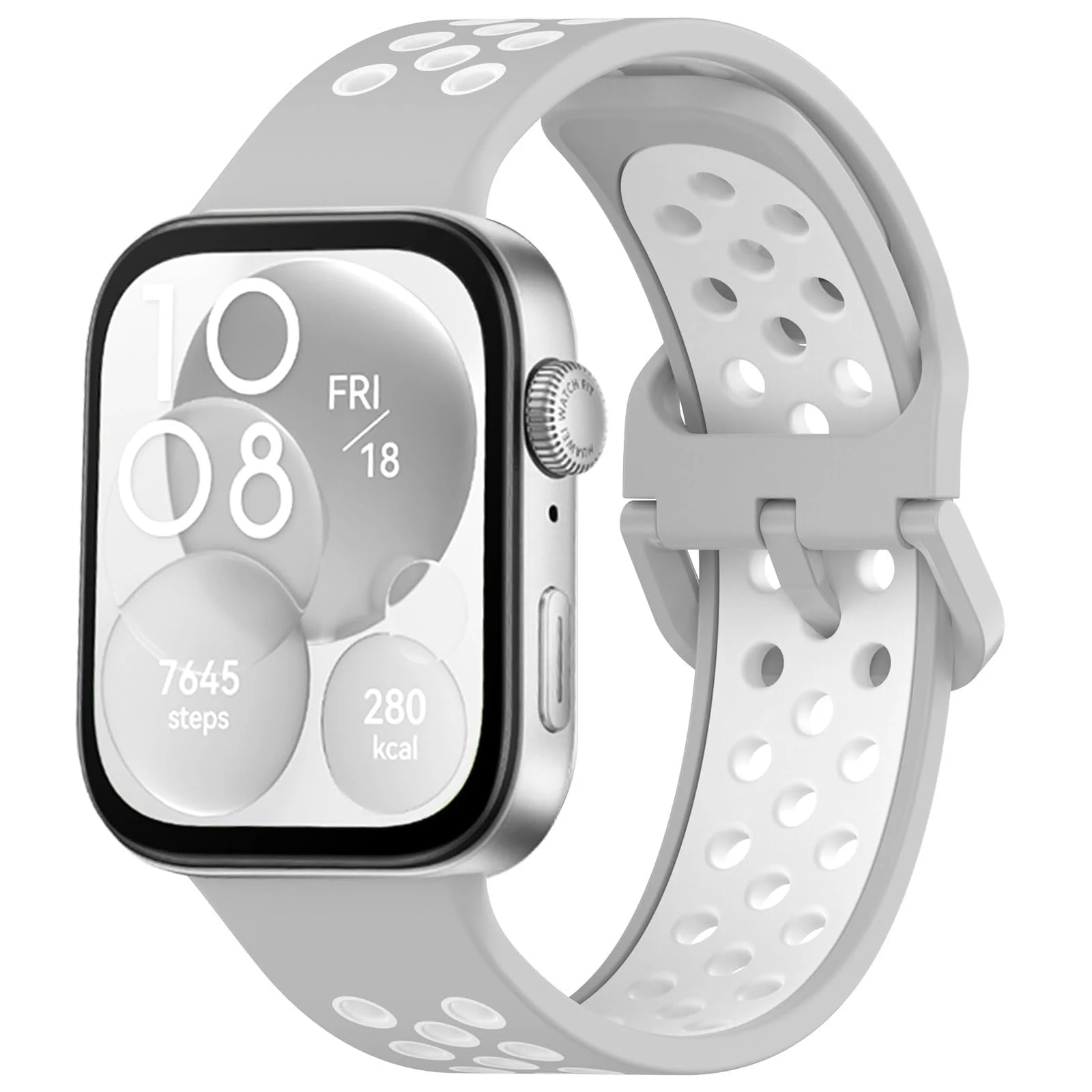 DL3 Mobilak Silicone Strap for Huawei Watch Fit 3, [Breathable] Soft Silicone Sport Wristband Bracelet Replacement Strap, Two-tone Strap, Adjustable Design, for Huawei Watch Fit3 - Gray White