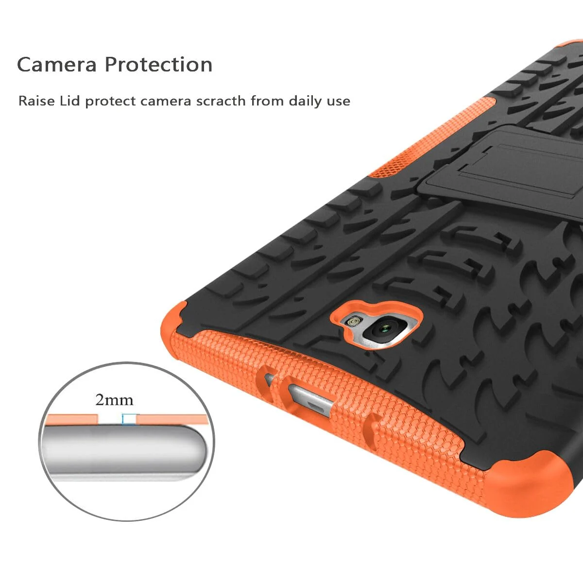 DL3 Mobilak Case For Samsung Galaxy Tab A 10.1 inch 2016 Release, SM-T580 T585 T587 Case, Hybrid Rugged Armor Heavy Duty 2 in 1 TPU + PC Combo Dual Layer Shockproof Case with Kickstand - Orange