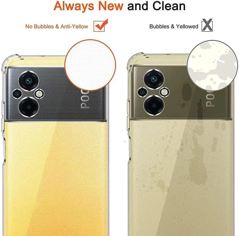 DL3 Mobilak Case Compatible with Xiaomi Poco M5 4G, Cover Silicone TPU Gorilla Anti-shock Protector Camera Shockproof Corners - Clear