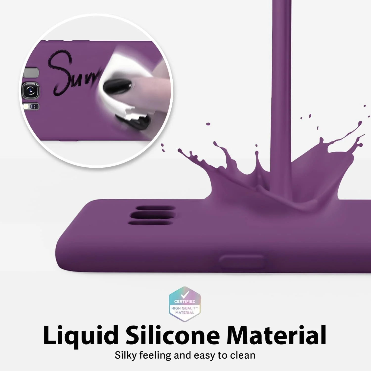 DL3 Mobilak Liquid Silicone Protective Case with Soft Microfiber Lining with Full Camera Protection for Samsung Galaxy S8+ Plus - Violet