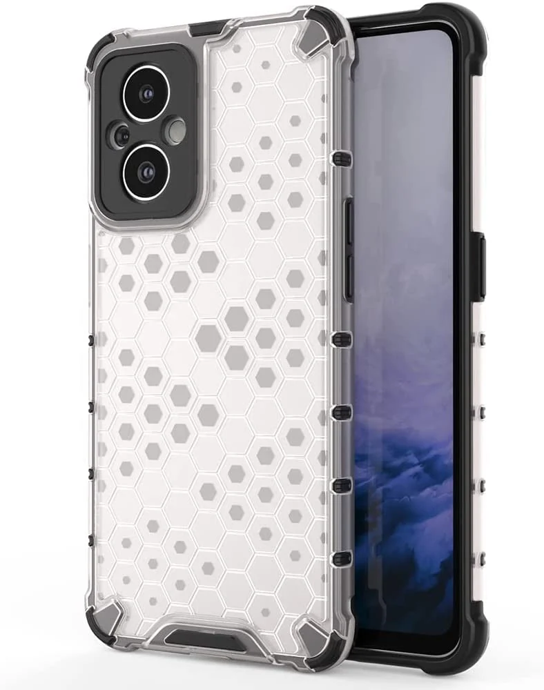 DL3 Mobilak Honeycomb Protective Case for OPPO Reno 7Z 5G / OnePlus Nord N20 5G, Shock-absorbing protection, Transparent design, Slim, lightweight profile - Clear