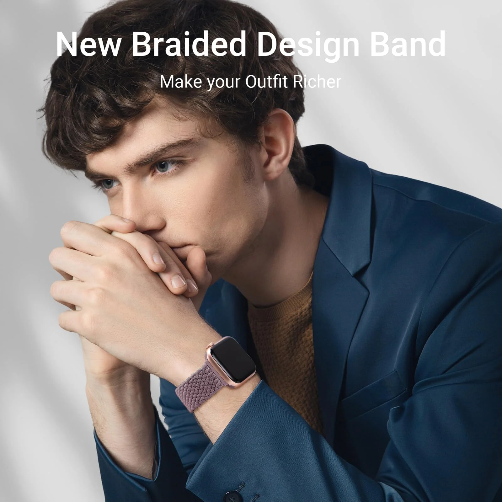 DL3 Mobilak Sport Solo Loop Compatible with Apple Watch Band 42mm 44mm 45mm 46mm 49mm for Women Men, Magnetic Strap Stretchy Braided Wristband for iWatch Series 11 10 9 8 7 6 5 4 3 Ultra 3 2 1 SE SE2 - Smoke Purple