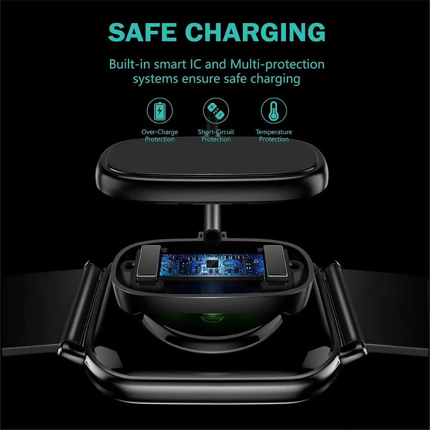 DL3 Mobilak Magnetic Charger Compatible with Amazfit GTS 3/GTS 4, GTR 3/GTR 3 Pro, GTR 4/GTR 4 Pro, T-Rex 2 1M USB Charging Cable Stand Dock Stable and Safty Charger Smartwatch Accessories - Black