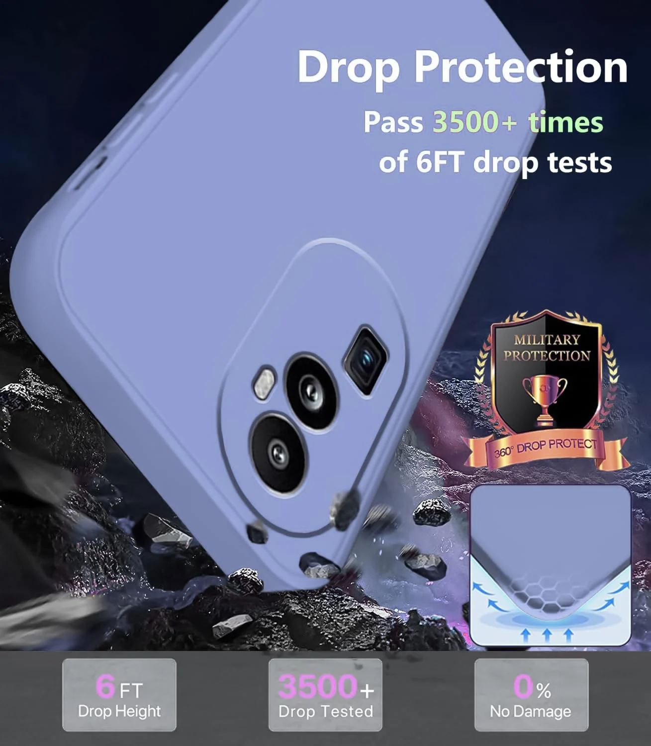 DL3 Mobilak Liquid Silicone Protective Case with Soft Microfiber Lining with Full Camera Protection for OPPO Reno 10 Pro+ Plus 5G - Baby Blue