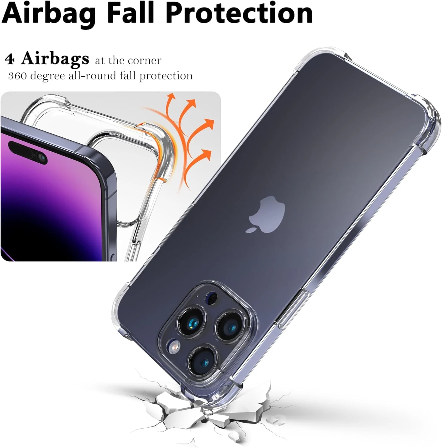 DL3 Mobilak Case Compatible with iPhone 12 Pro Max 6.7, Cover Silicone Transparent TPU Gorilla Anti-shock Shockproof Corners - Clear