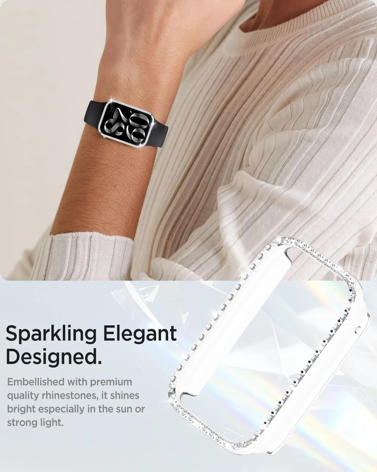 DL3 Mobilak Glitter Rhinestone Protective Case for Xiaomi Smart Band 8 Pro, Xiaomi Mi Band 8 Pro - Clear