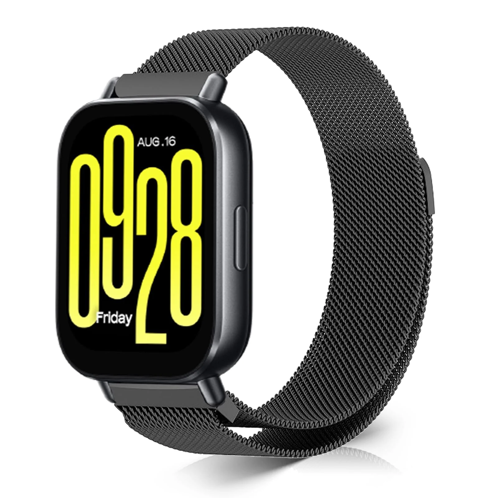 DL3 MOBILAK Milanese Magnetic Stainless-Steel Watch Strap for Xiaomi Redmi Watch 5 Lite and 5 Active - Black