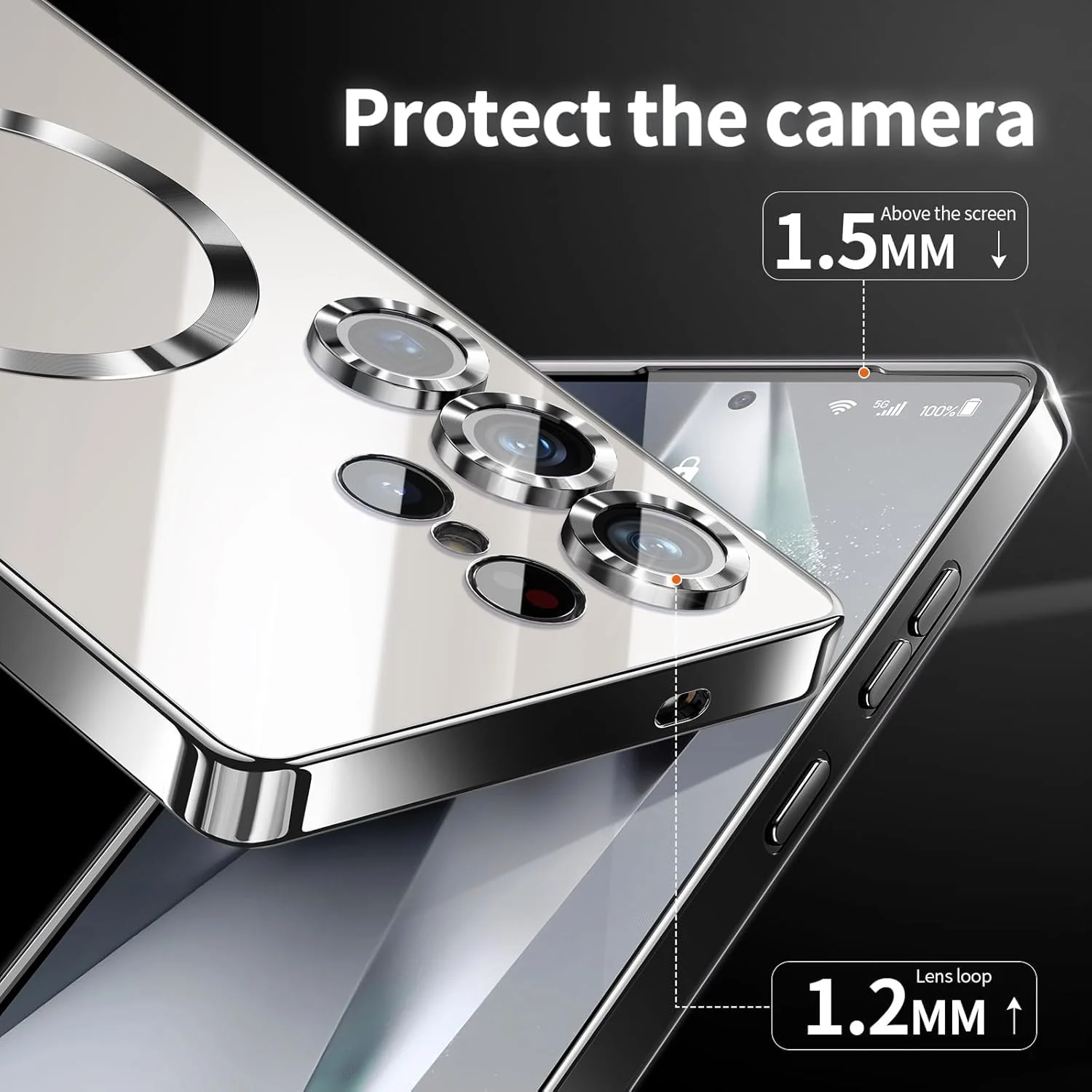DL3 Mobilak Clear MagSafe-Compatible TPU Case and Camera Lens Protector for Samsung Galaxy S25 Ultra - Black