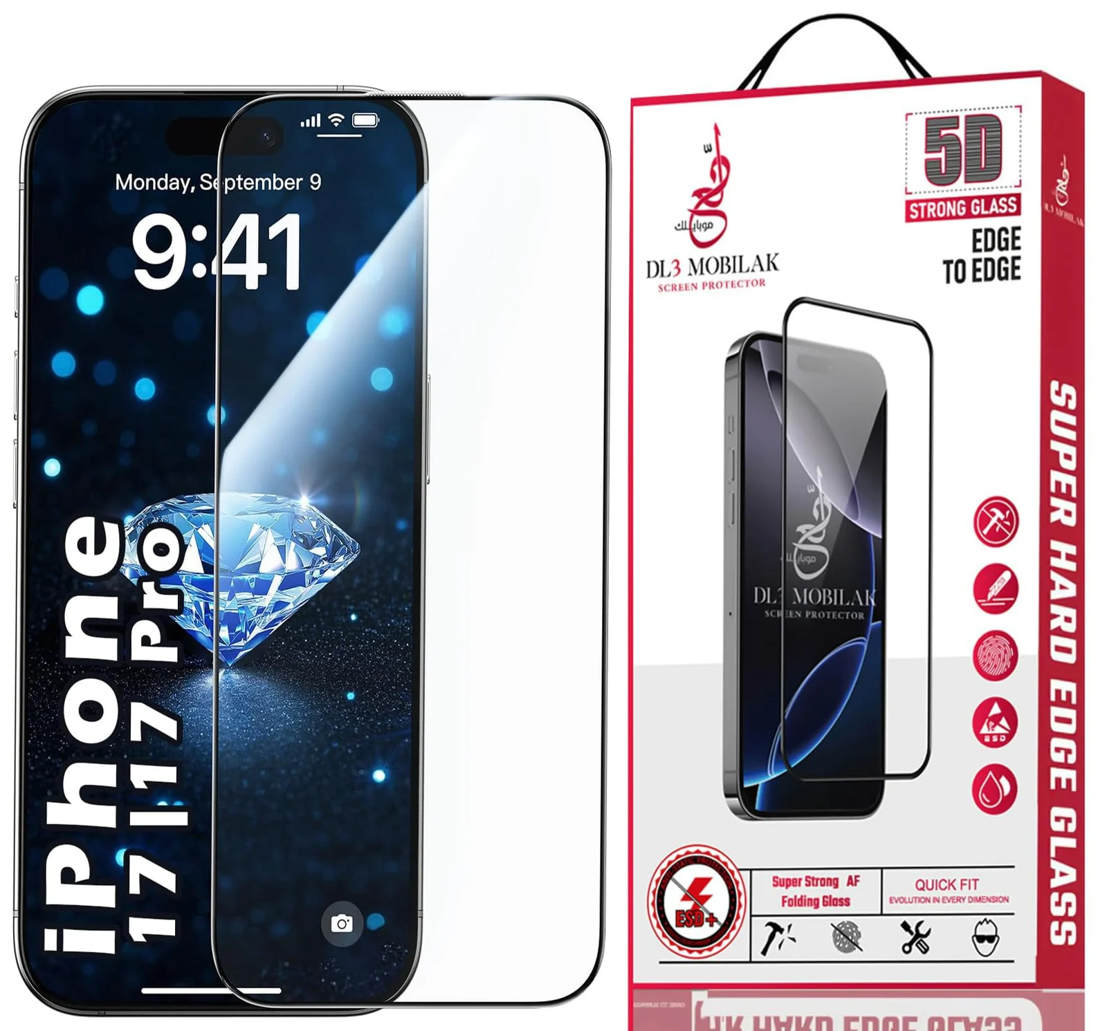 DL3 Mobilak for iPhone 17 / iPhone 17 Pro 6.3-Inch Tempered Glass Screen Protector, 9H Hardness Anti-Scratch Tempered Glass flim, Case Friendly, Anti-Scratch For iPhone 17 / iPhone 17 Pro - Clear