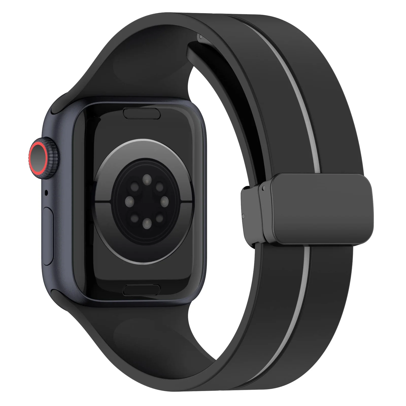 DL3 Mobilak Magnetic Bands for Apple Watch Ultra/Ultra 2 Band 49mm 45mm 44mm 42mm 41mm 40mm 38mm, Soft Sport Silicone Strap for iwatch Series 9/8/7/6/5/4 ( Grey, 42mm/44mm/45mm/49mm), unisex-adult - Black