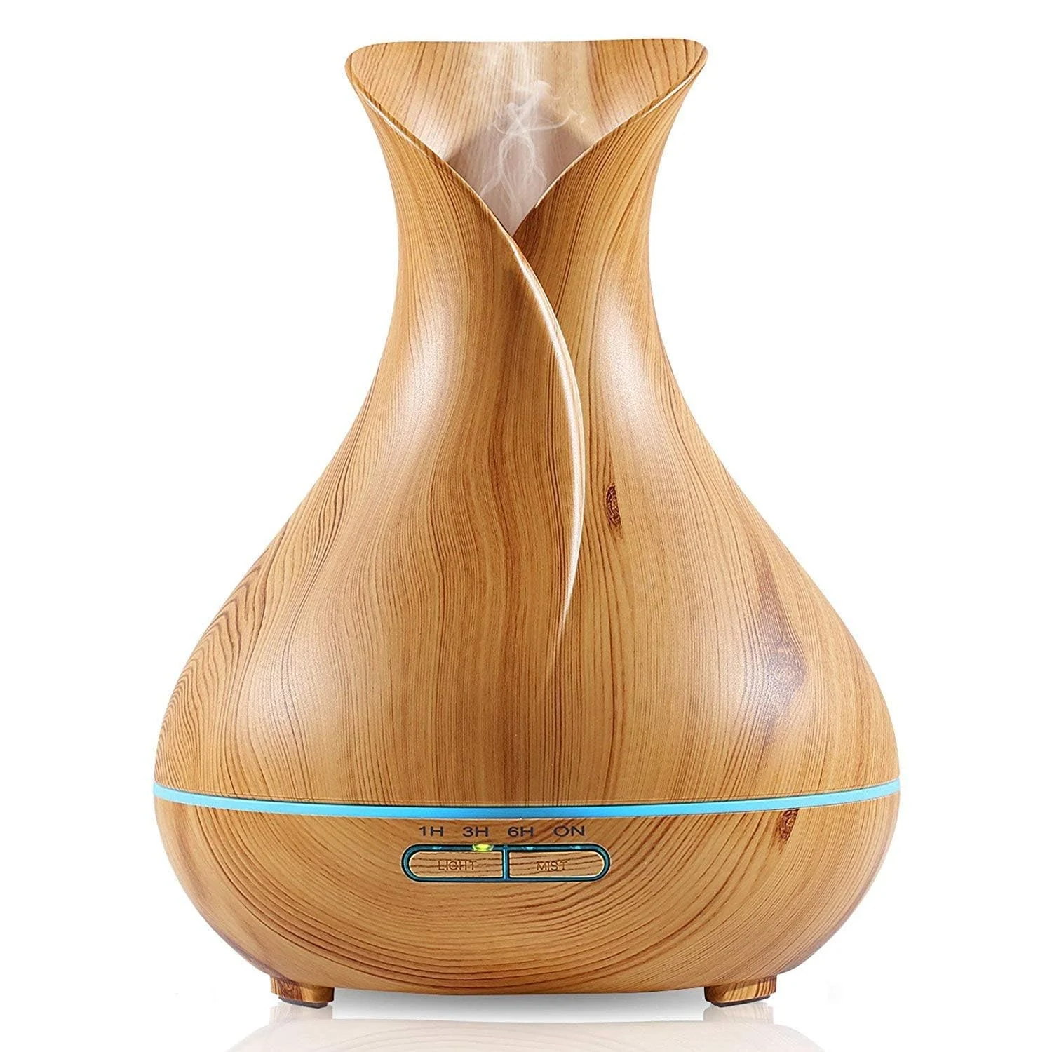 Mobigon Essential Oil Diffuser, Aromatherapy Diffuser 500ml with Remote Control, 4 Timer & Auto-Off Safety Switch, 7 Color LED Lights Mode, 10 Hours Quiet Humidifier for Bedroom - Light Woody