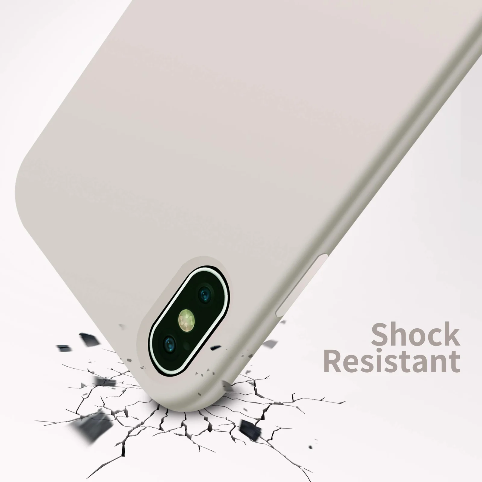 DL3 Mobilak Liquid Silicone Protective Case with Soft Microfiber Lining for iPhone X / iPhone XS - Stone