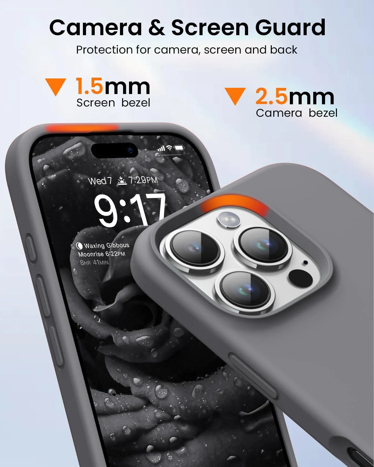 DL3 Mobilak Compatible with iPhone 16 Pro Max 6.9-inch Case, Premium Liquid Silicone Case, Full Body Protective Cover, Shockproof, Slim Phone Case, Anti-Scratch Soft Microfiber Lining - Gray