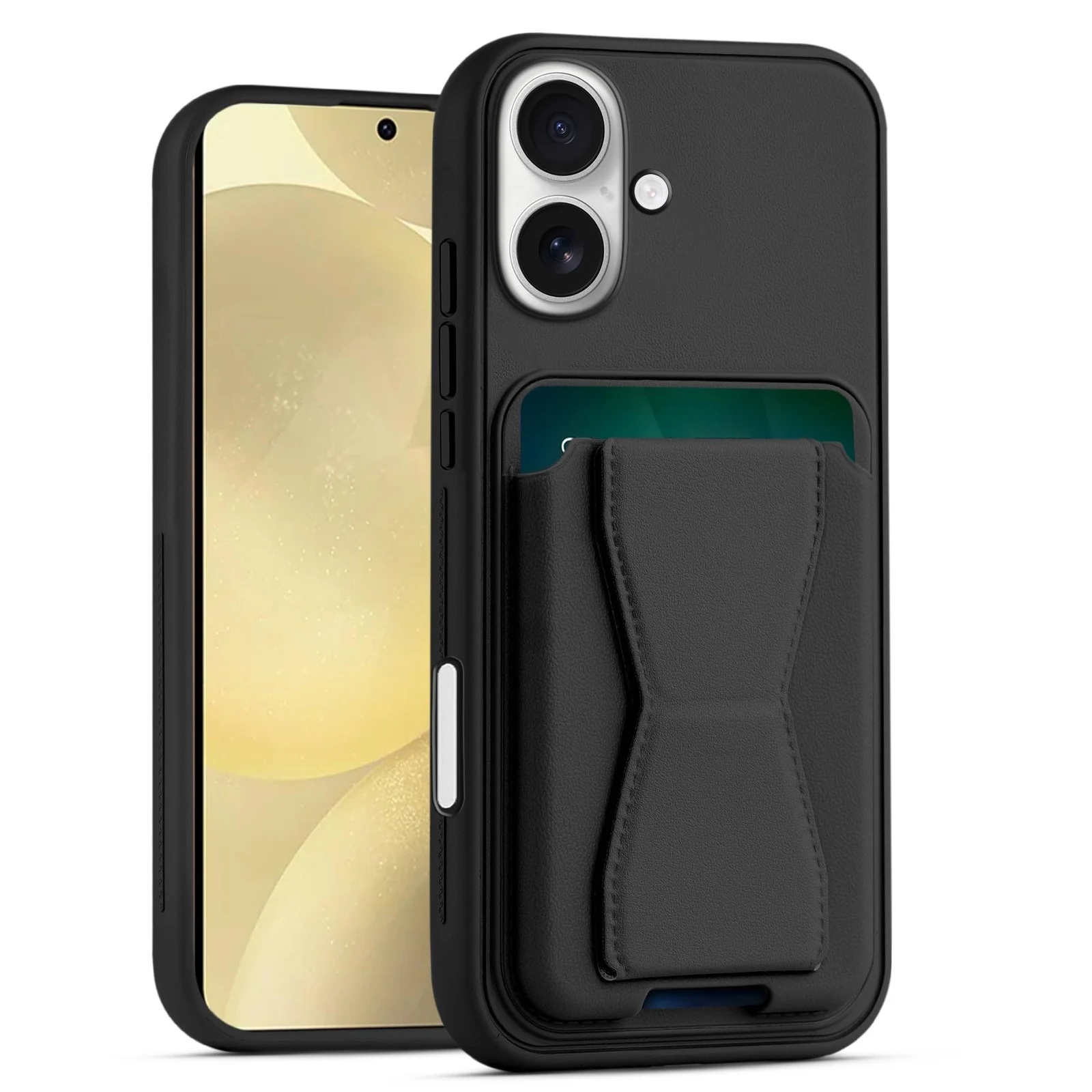 DL3 Mobilak Leather Wallet Case with Card Slot for iPhone 17 6.3-Inch with Camera Protection and Shockproof Design - Black