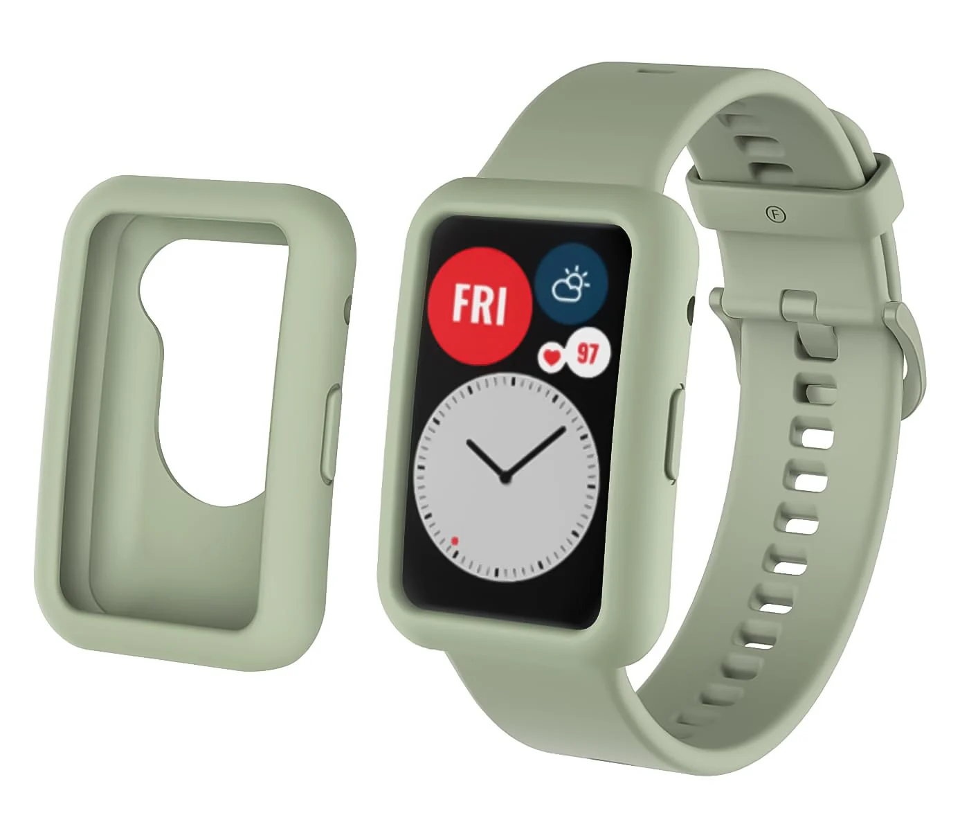 DL3 Mobilak Silicone Watch Bands Compatible with Huawei Watch Fit for Women Men, Soft Rubber Quick Release Replacement Band and Case - Mint Green