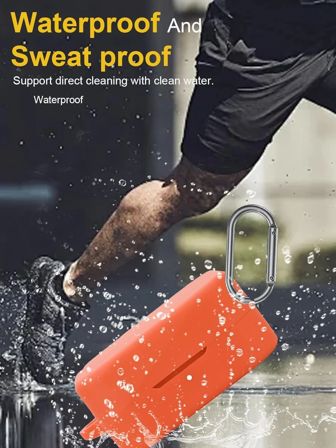 DL3 Mobilak Compatible with Nothing Buds Pro 2 Case Cover, Soft Silicone Shockproof Protective Case Wireless Earbuds with Carabiner, Front LED Visible - Red