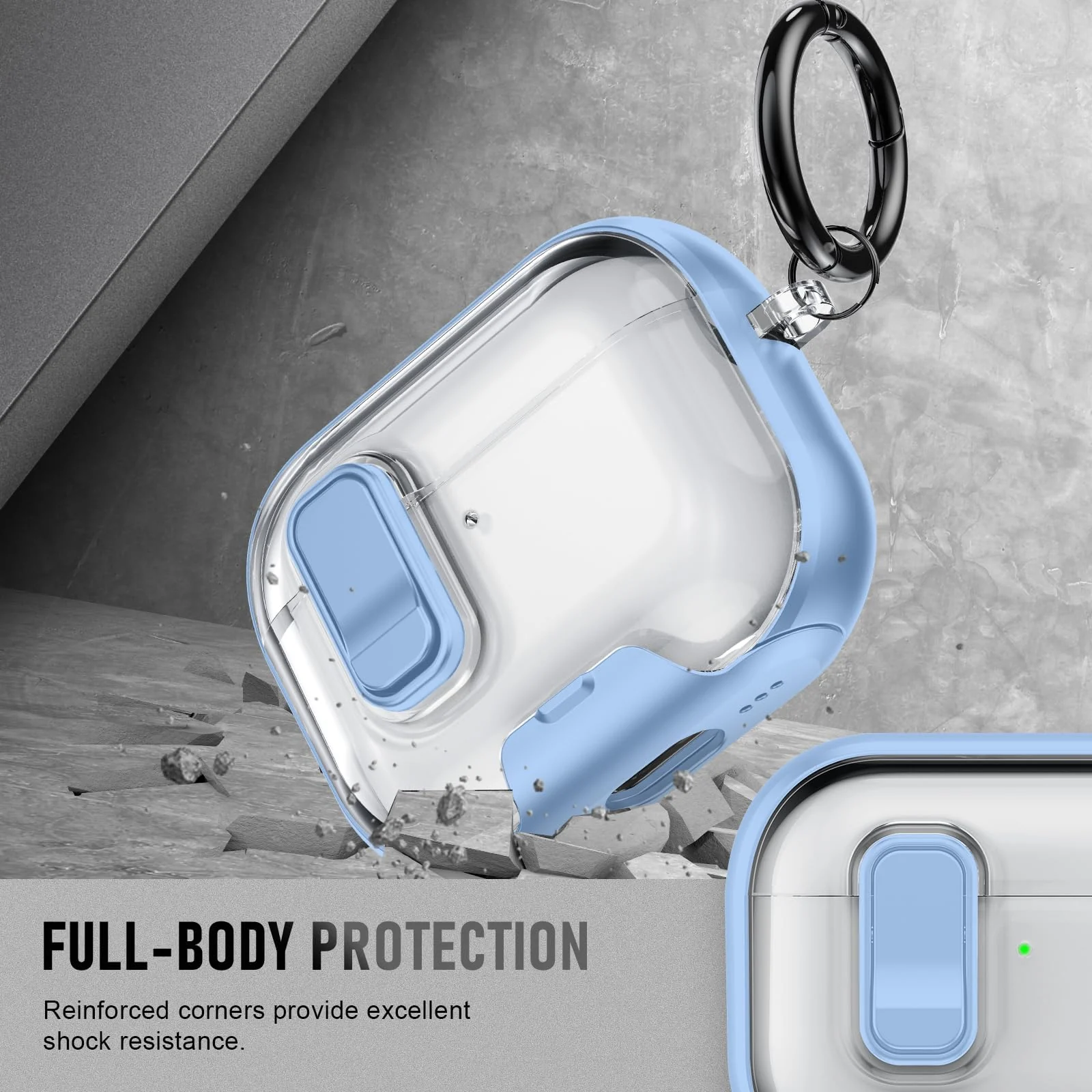 DL3 Mobilak Case for Airpod Pro Case Cover with Lock, Compatible with AirPods Pro 2nd Generation/1st Generation (2023/2022/2019), Shockproof Cover for AirPods Pro 2 Case Men Women - Clear Blue