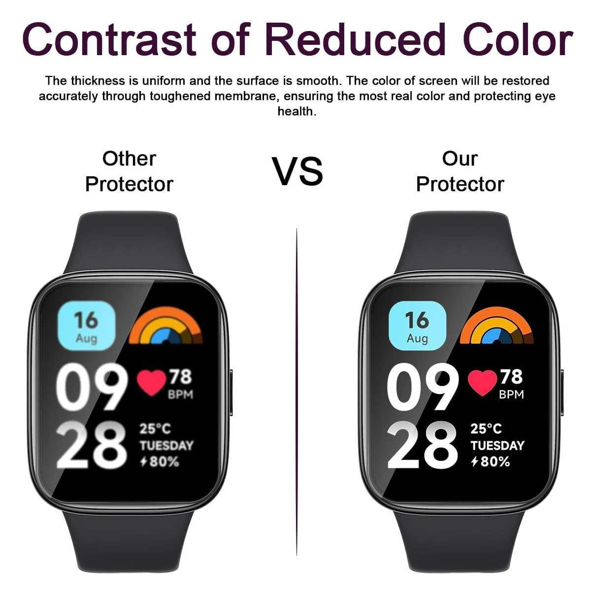 DL3 Mobilak Screen Protector For Xiaomi Redmi Watch 3, 3D Curved Soft Edge Protective Film [Anti-Scratch] [Bubble Free] [Ultra Shatterproof] [High Sensitive] (Not Glass) - Black
