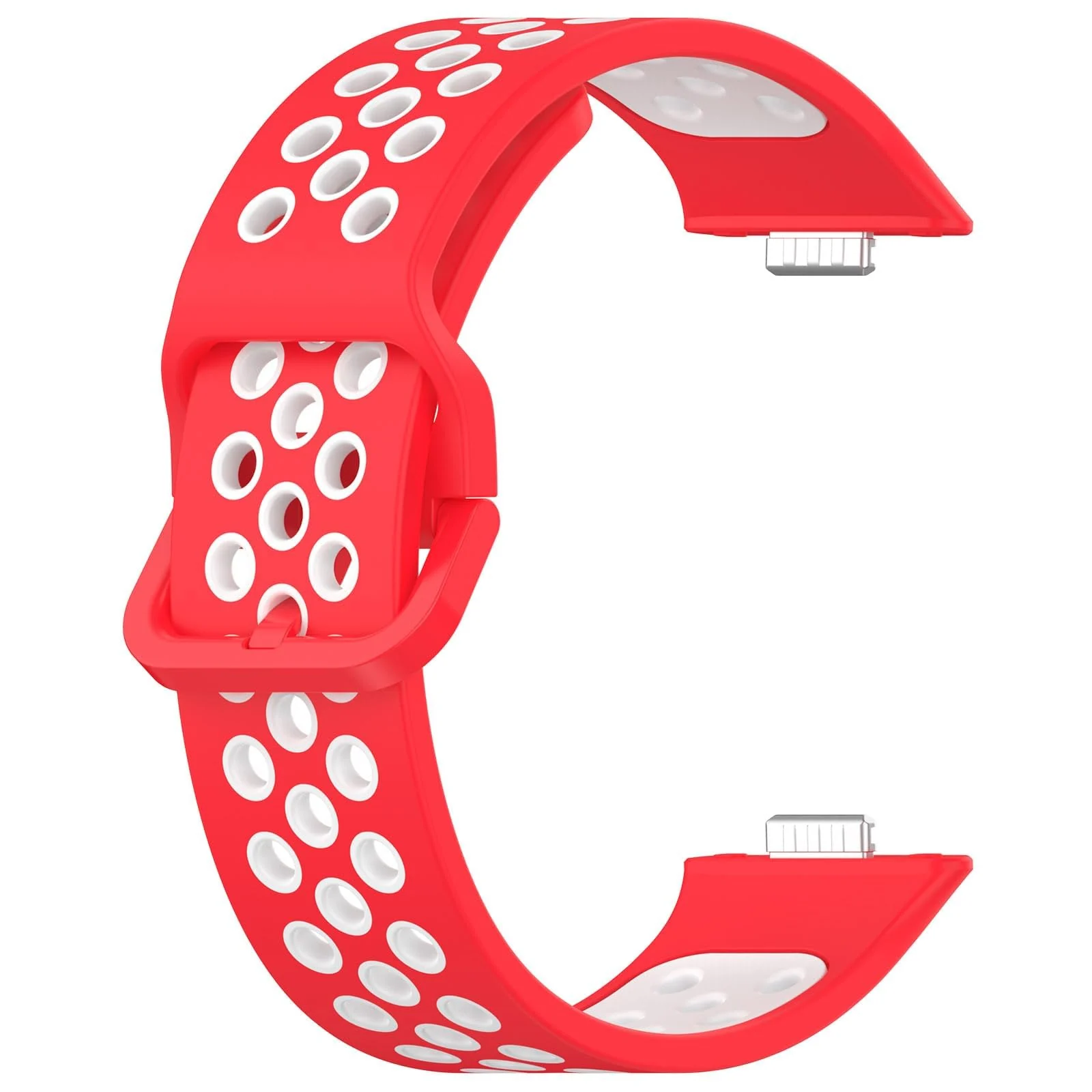 DL3 Mobilak Silicone Strap for Huawei Watch Fit 3, [Breathable] Soft Silicone Sport Wristband Bracelet Replacement Strap, Two-tone Strap, Adjustable Design, for Huawei Watch Fit3 - Red White
