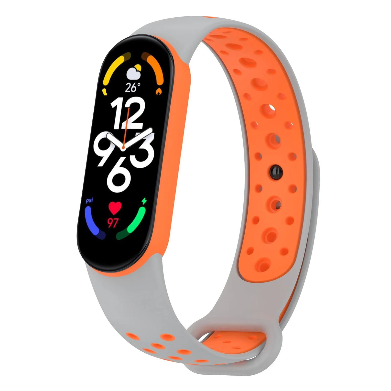DL3 Mobilak Strap Compatible with Xiaomi Mi Band 4 / Mi Band 3, Women Men Armband, Two Colours Breathable Adjustable Soft Silicone Replacement Strap Compatible with Xiaomi Mi Band 3/4 - Gray Orange
