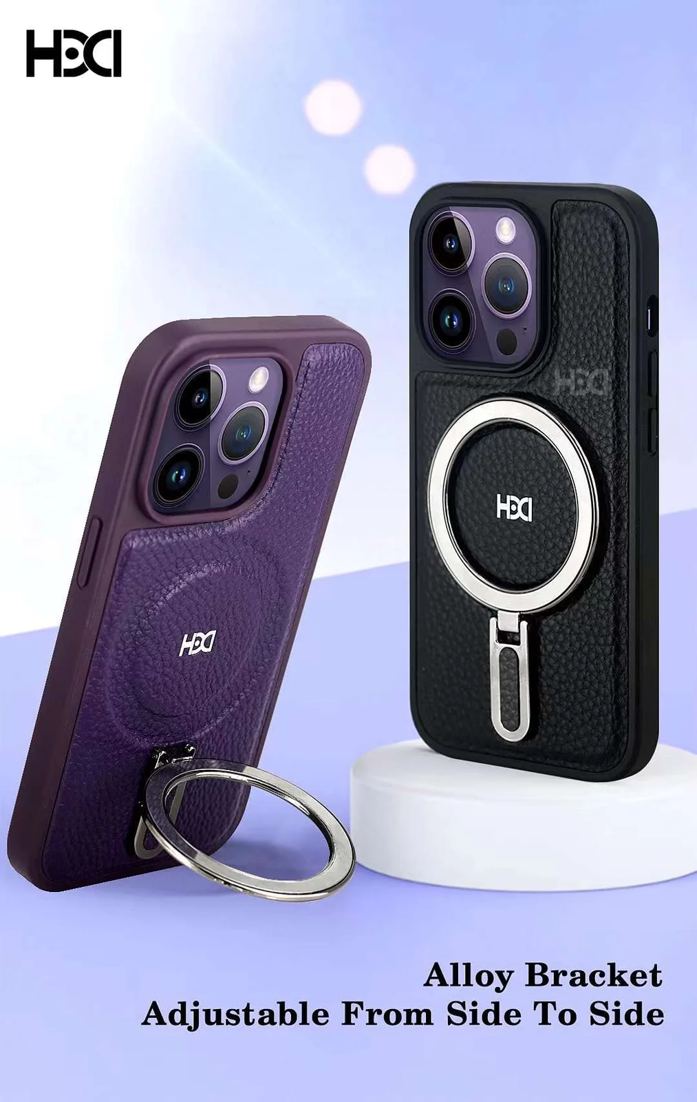 DL3 Mobilak Case Magnetic For Apple iPhone 11 Pro Max (6.5 Inch) [Compatible with MagSafe] with Stand, [Military Grade Drop Protection] Shockproof Leather Back Slim Protective Phone Case - Purple