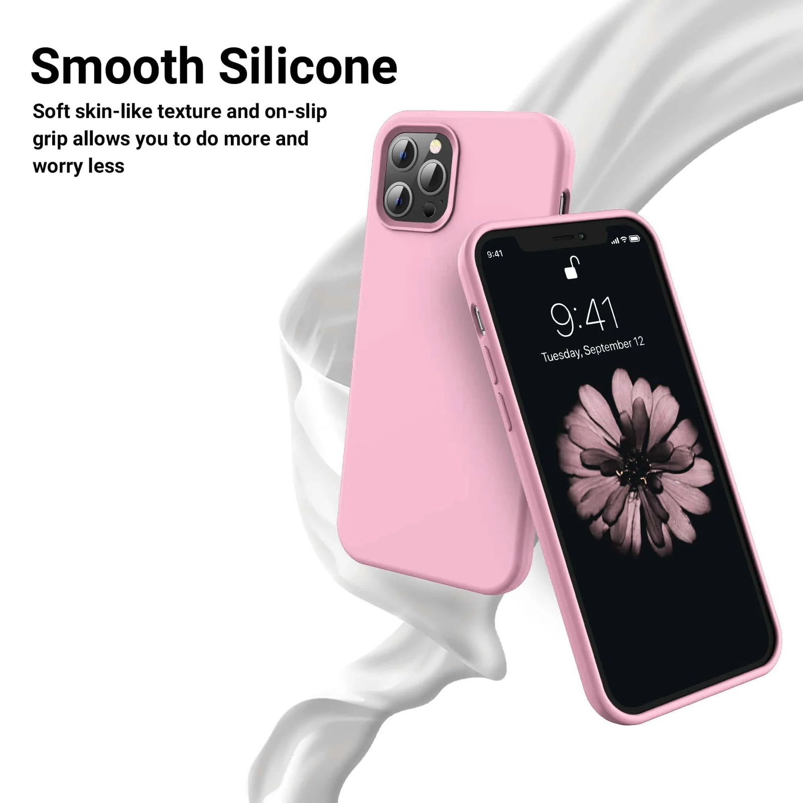 DL3 Mobilak Liquid Silicone Case for iPhone 14 Pro (6.1 Inch), Shock-absorbing protection, Scratch-resistant surface, Soft microfiber lining - Pink