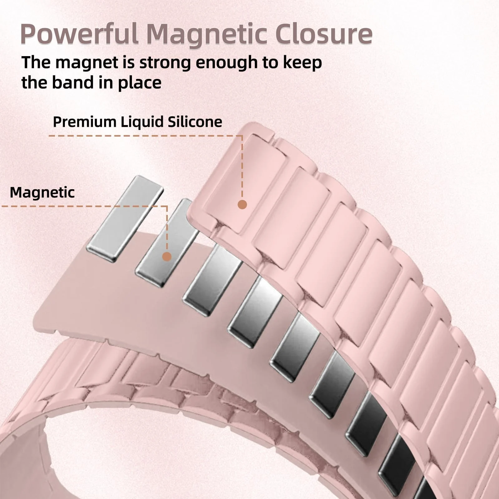 DL3 Mobilak 22mm Silicone Magnetic Strap for Xiaomi Redmi Watch 5 Active/5 Lite/Samsung Galaxy Watch 46mm/Watch 3 45mm/Gear S3/Huawei watch (GT6 GT5 GT4 GT3 GT2 GT 46MM)/GT2E/GT6 Pro/GT 5 Pro/Amazfit GTR4/Bip 6 - Pink