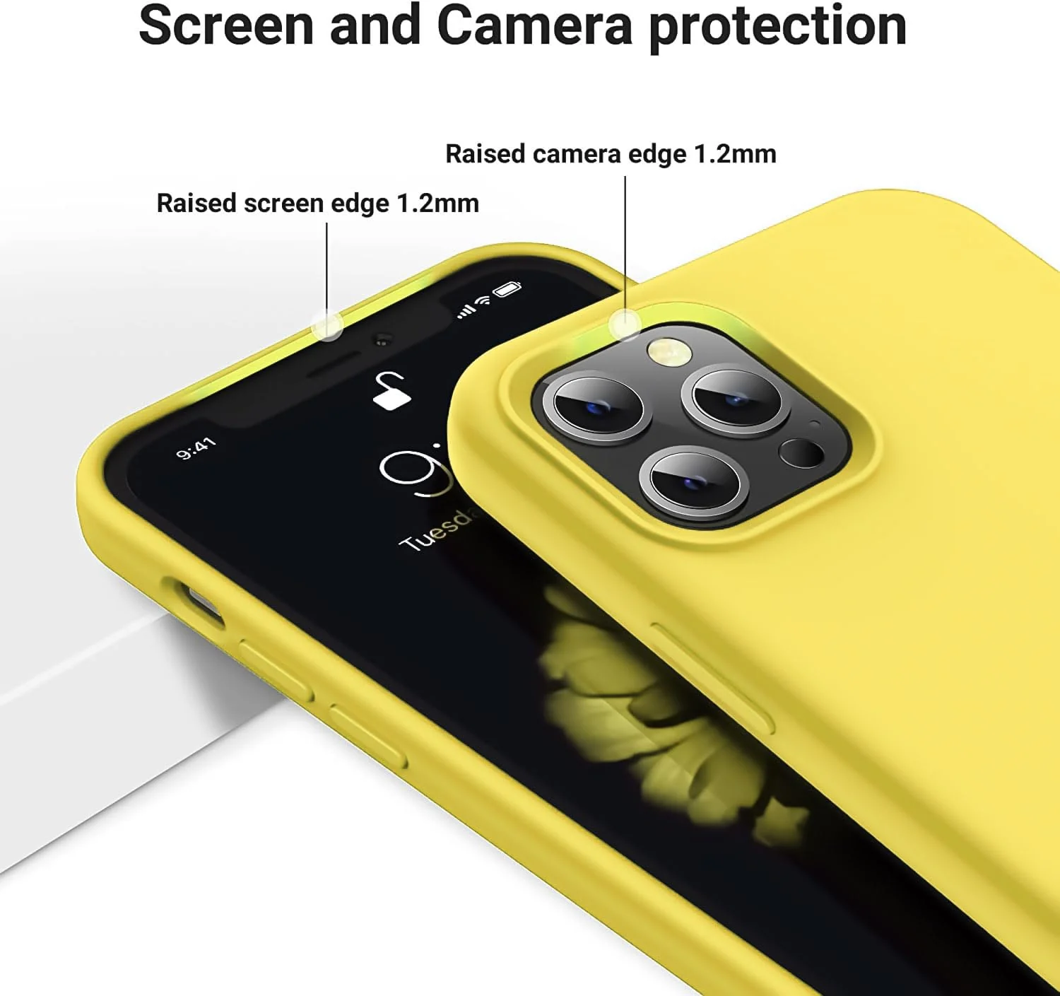 DL3 Mobilak Liquid Silicone Protective Case for iPhone 15 with Camera Protection and Microfiber Lining - Yellow