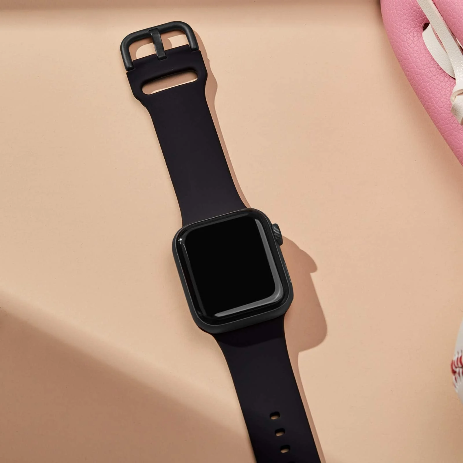 DL3 Mobilak Sport Band For Apple Watch Ultra 49mm 46mm 45mm 44mm 42mm, Soft Silicone Wristband Replacement Strap with Classic Clasp for iWatch Series 11 10 9 8 7 6 5 4 SE SE2 Ultra 3 2 1 for Women Men - A. Black