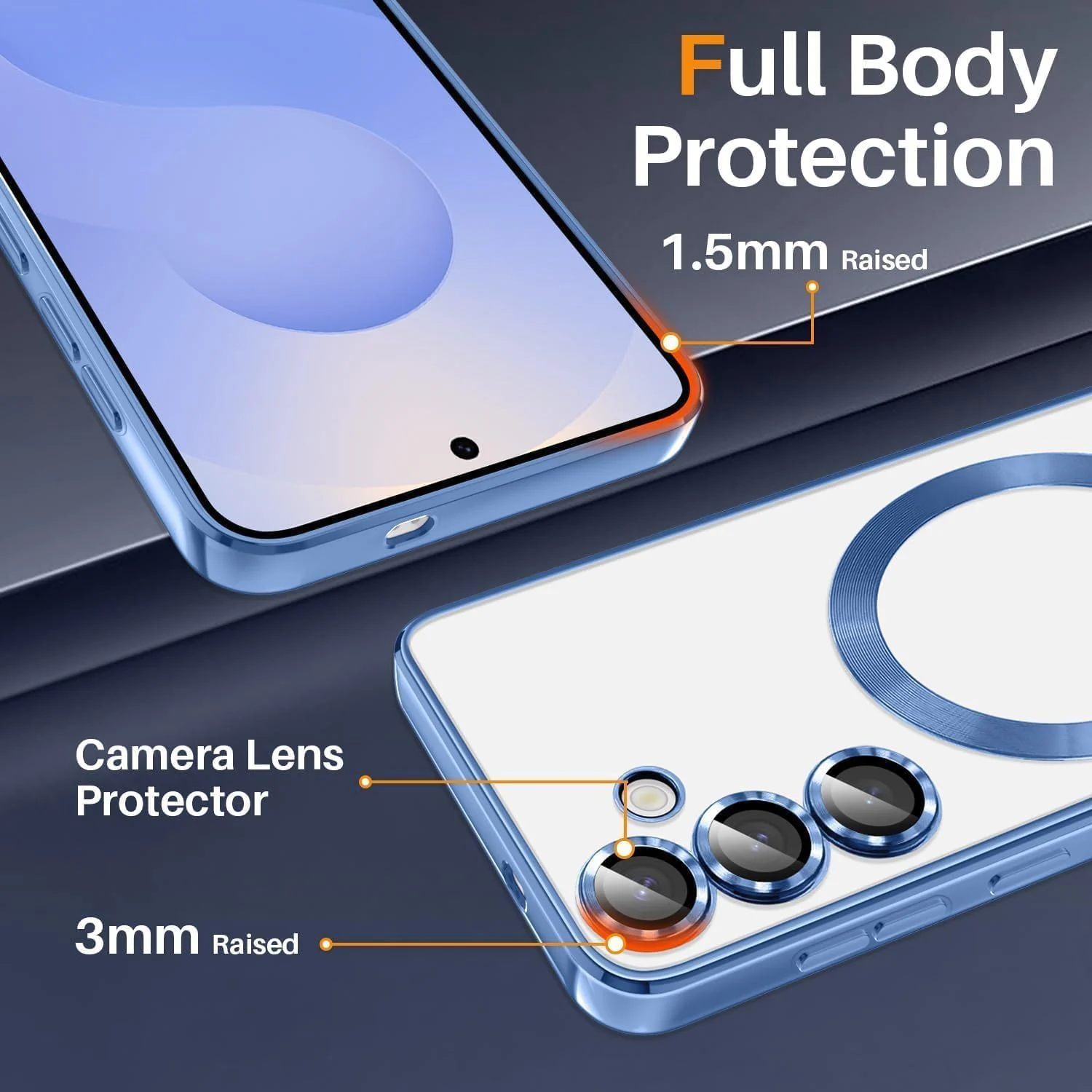 DL3 Mobilak For Samsung Galaxy A54 5G Magnetic Case, Compatible with MagSafe, Built-in Camera Lens Protector, Luxury Plating Soft TPU Clear Shockproof Slim Thin Cover - Sierra Blue