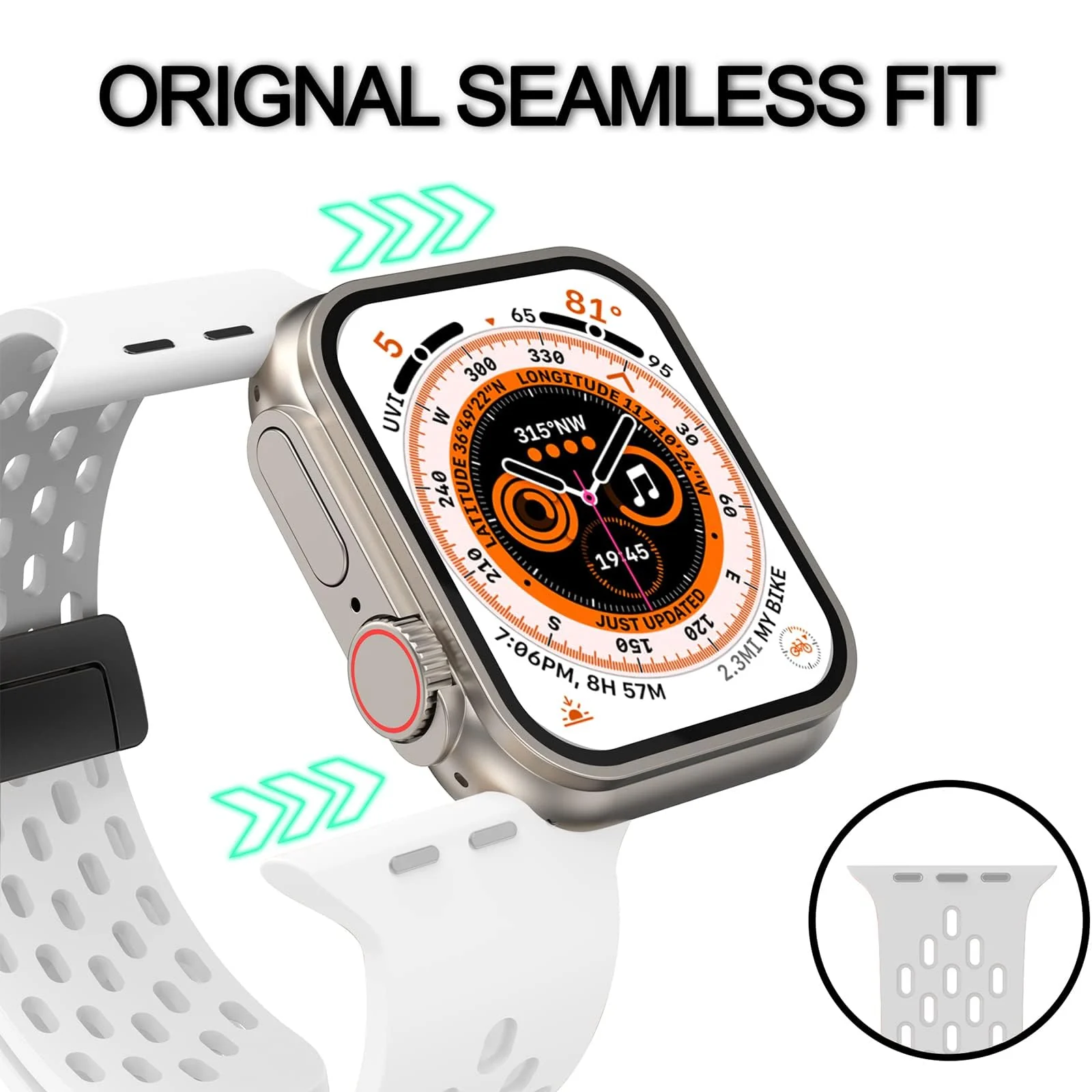 DL3 Mobilak Magnetic Bands for Apple Watch Band 49mm 46mm 45mm 44mm 42mm, Soft Silicone Magnetic Buckle Breathable Sport Watch Strap for iWatch Ultra2 Ultra SE SE2 Series 10 9 8 7 6 5 4 3 2 1 - White