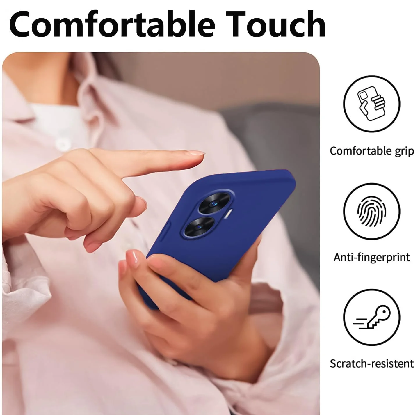 DL3 Mobilak Soft Silicone Protective Case for realme C55 / realme Narzo N55 with Microfiber Lining and Shockproof Design - Pepsi