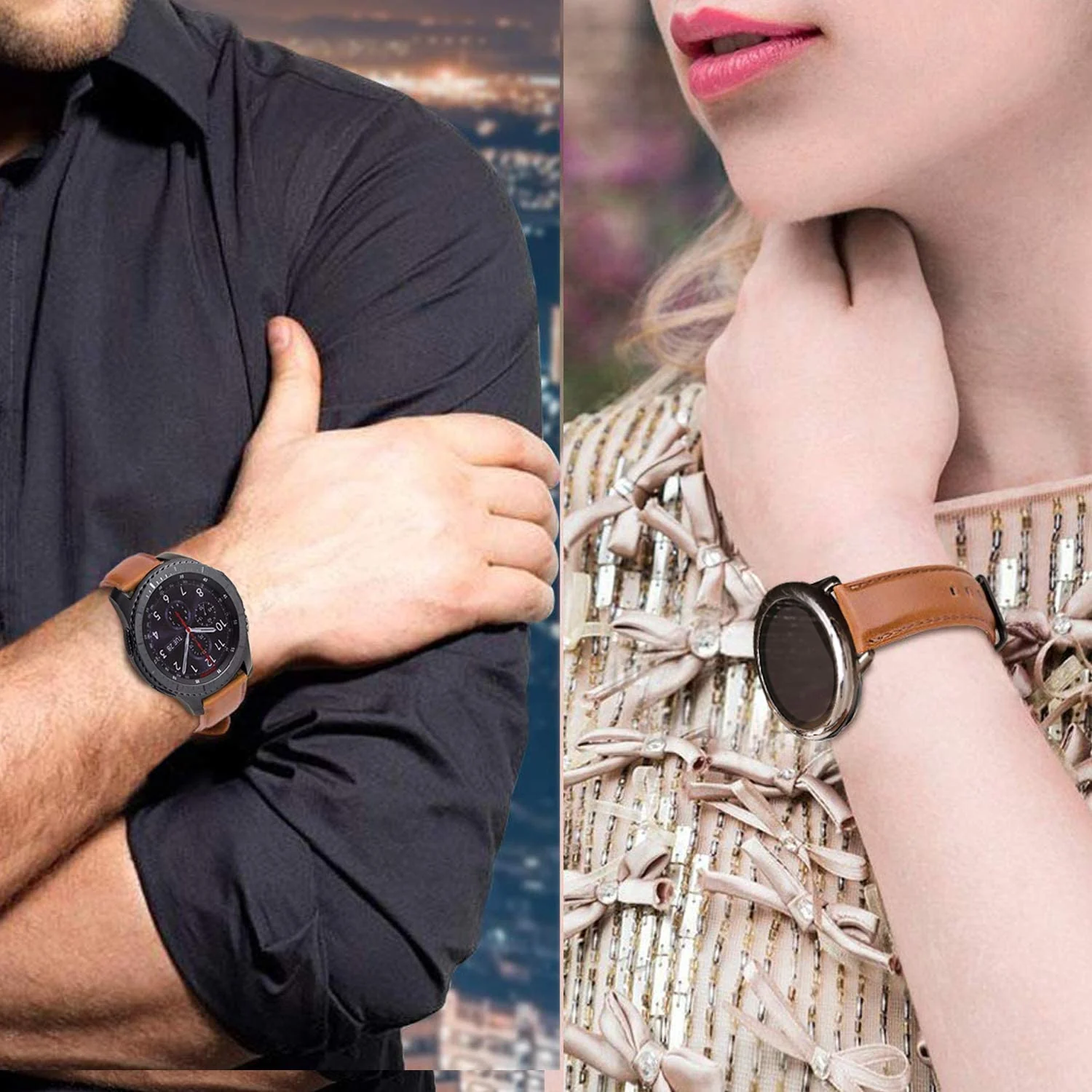 DL3 Mobilak Strap Leather 22MM Band For Samsung Galaxy Watch 3 45mm/Watch 46mm/Gear S3/Huawei watch GT5 GT4 GT3 46MM/Watch 4/3/GT2E/GT2 Pro/GT 3 Pro/GT5 Pro/GT GT2 46MM/Amazfit GTR 4/3/3 Pro/2/2e - Black