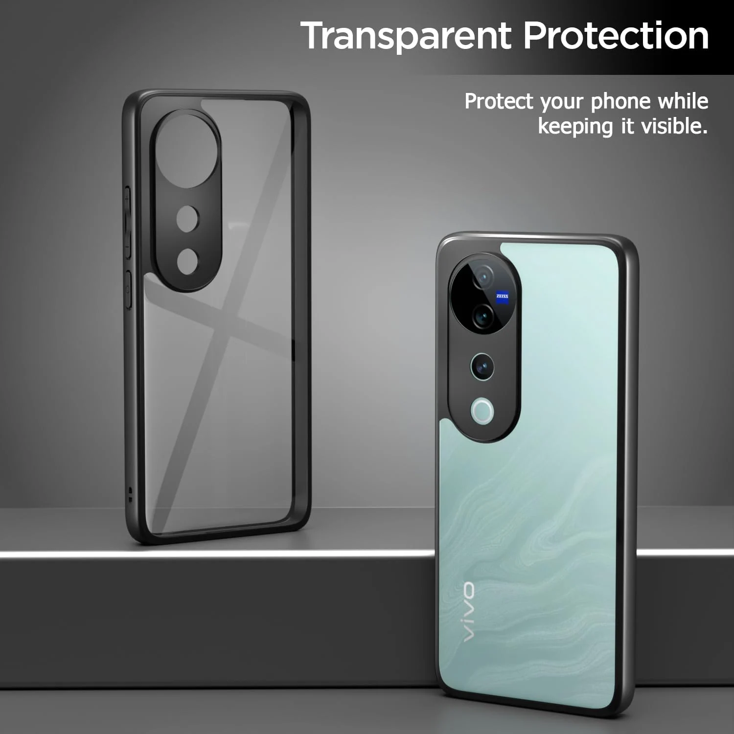 DL3 Mobilak Clear PC and TPU Protective Case for vivo V40 5G / V40 Pro 5G / vivo S19 Pro with Camera Protection and Military-Grade Protection - Black