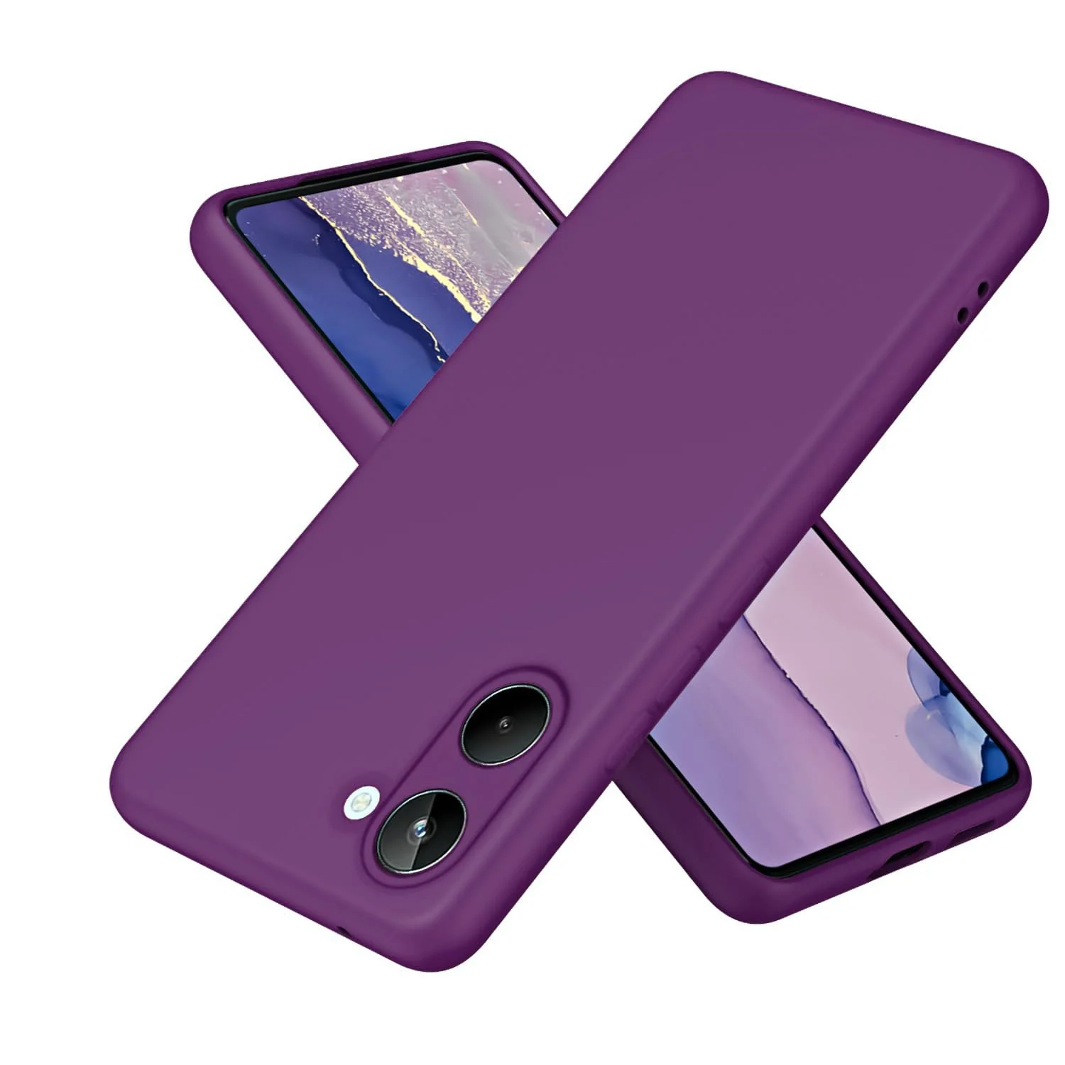 DL3 Mobilak Liquid Silicone Protective Case for realme 10 4G with Microfiber Lining and Shockproof Design - Violet